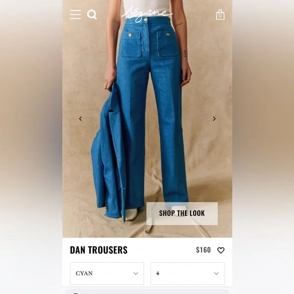 Sezane Jeans Dan Trousers In Cyan Us 38 Poshmark